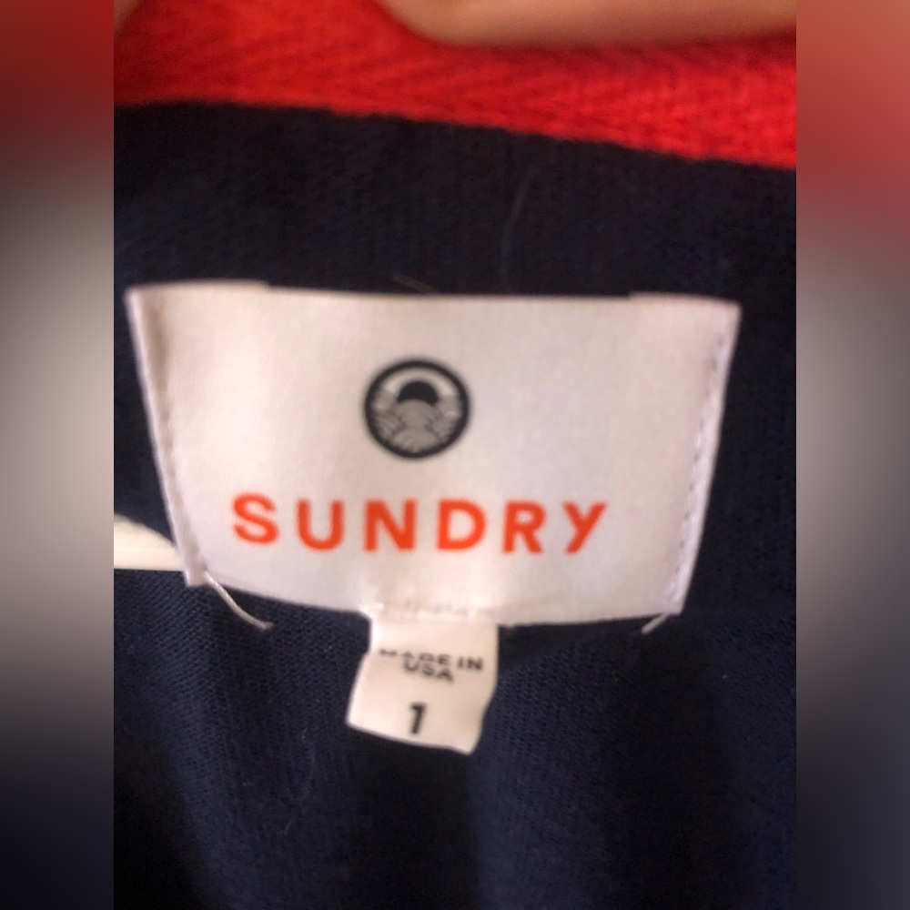 Sundry Little white Stars Blue Comfy boxy cozy long sleeve v neck Sweatshirt - Picture 5 of 5